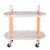 2 Layer Storage Rack With Wheels - White Color